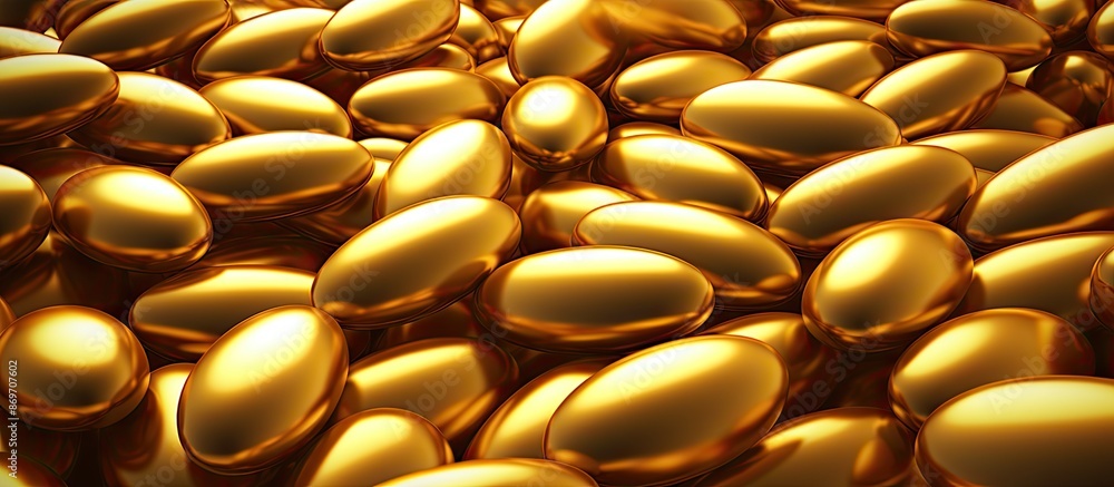 Poster An abstract background made of numerous golden capsules with copy space image.
