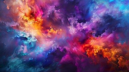 Fototapeta premium A burst of color erupts from the canvas, as liquid joy flows freely, creating a kaleidoscope of hues that captivates the imagination.