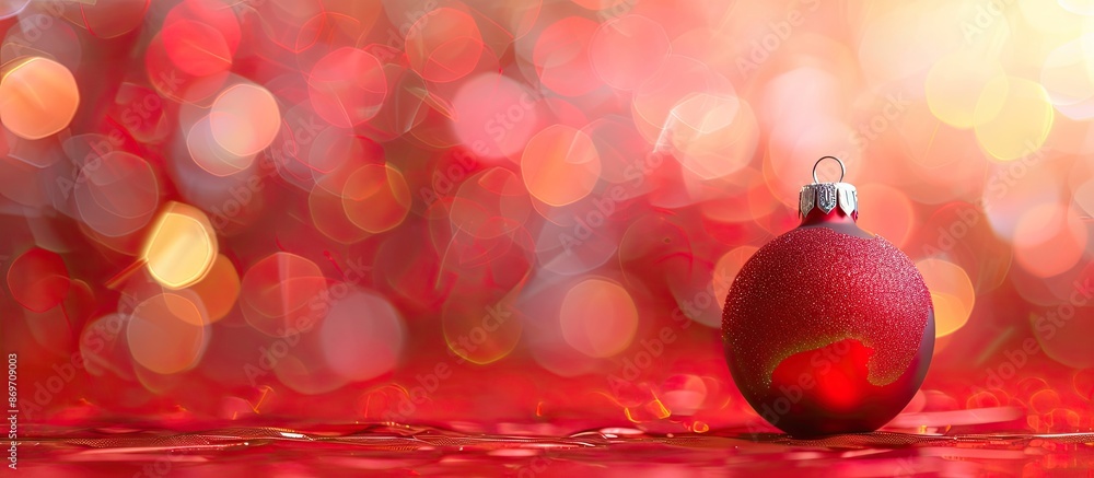 Poster a red christmas ball on a bright abstract background creates a festive holiday atmosphere for a chri
