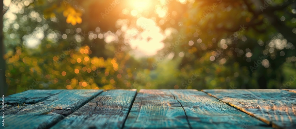 Aufkleber Blurry nature background with clear table top, ideal for copy space image.