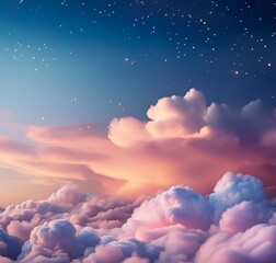 Nght sky pastel colored clouds and soft