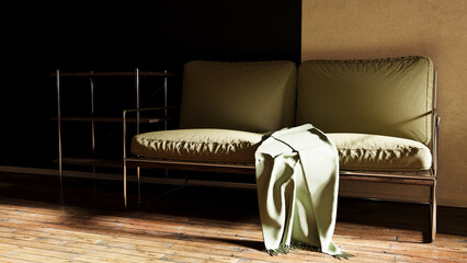 part of the empty room with the sofa 3d