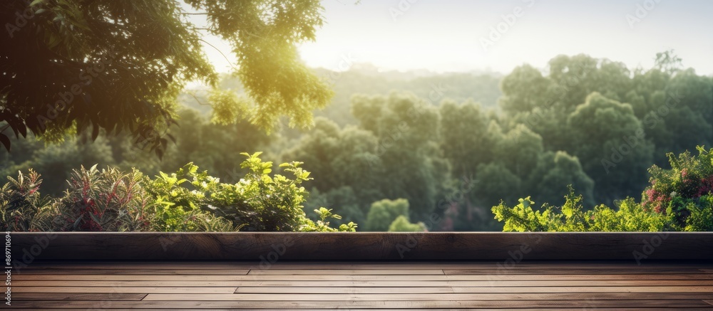 Poster blurry nature background with balcony and terrace, perfect for a copy space image.