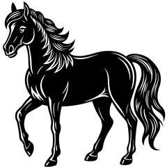 horse vector black colour and white background