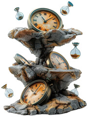 clock tower with clocks and a few other objects