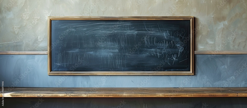 Poster Chalkboard against gray wall with ample copy space image.