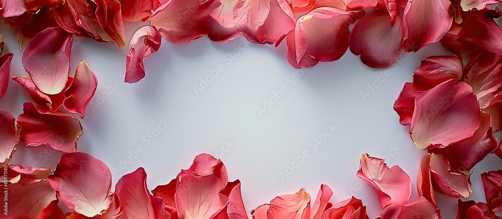Poster A frame crafted from delicate flower petals for adding text with copy space image.