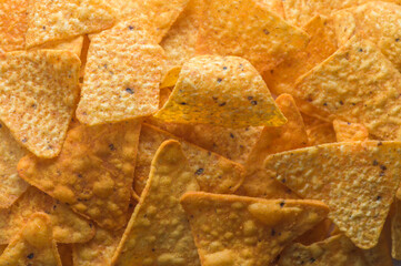 Flat lay composition with corn chips top view