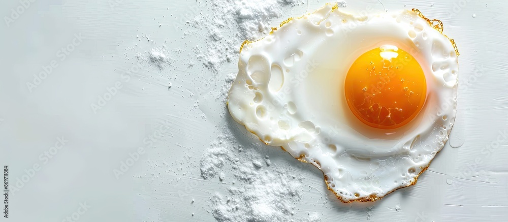 Fototapete isolated on a white background, a shell and egg placed in molds for frying create a beautiful shape,