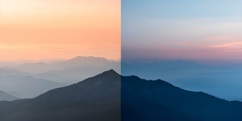 Capturing the Beauty of Mountain Sunrises and Sunsets A Palette of Colorful Skies. Concept Mountain Landscapes, Sunrises, Sunsets, Colorful Skies, Photography Settings