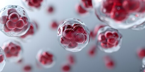 Visualizing Human or Embryonic Stem Cells Through 3D Rendering. Concept Stem Cell Visualization, 3D Rendering, Scientific Illustration, Medical Imaging, Cell Biology