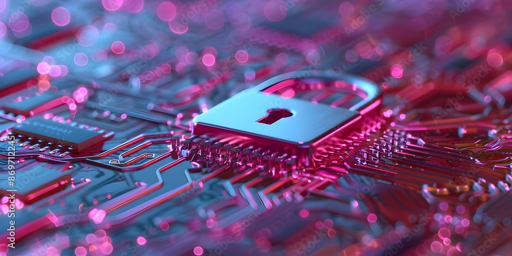 Poster securing data through digital locks, login verification, and attack prevention the essence of cybers