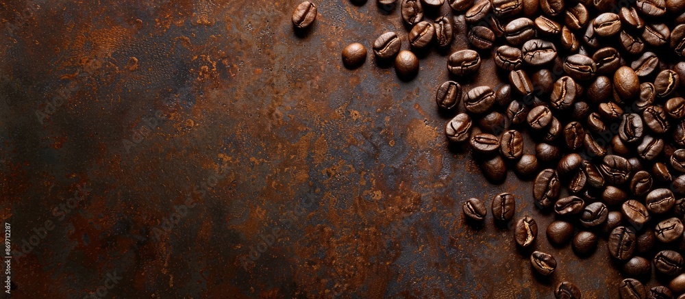 Aufkleber The idea of using coffee beans as a backdrop with text above in a copy space image.
