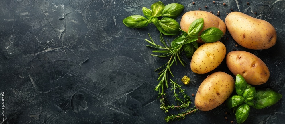 Poster Potato displayed on a dark background with ample copy space image.