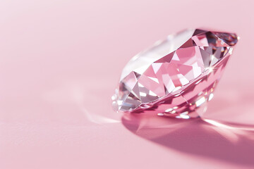 A photograph of a pink background with a diamond could feature a sparkling diamond placed prominently against a soft, pastel pink backdrop
