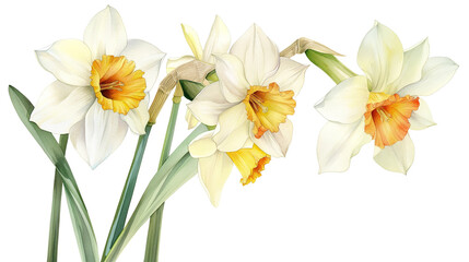 A watercolor painting of two yellow flowers with green stems