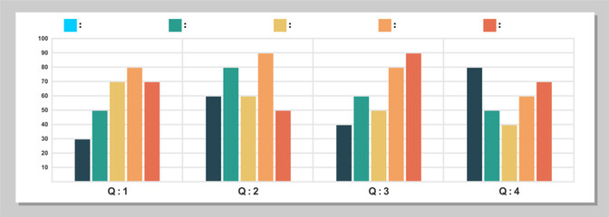 Infographic template, bar chart, quarterly chart statistics in a year