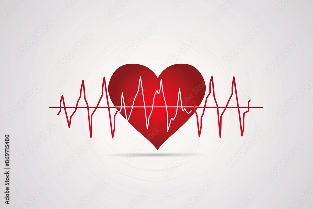 Poster a red heart with a heartbeat line running through it set against a white background