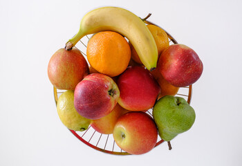 fruit basket with a variety of organic fruits.