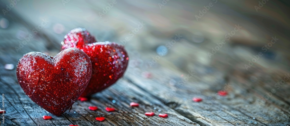 Aufkleber Valentine's Day-themed heart-shaped objects captured in a photo with blank space for text or graphics.
