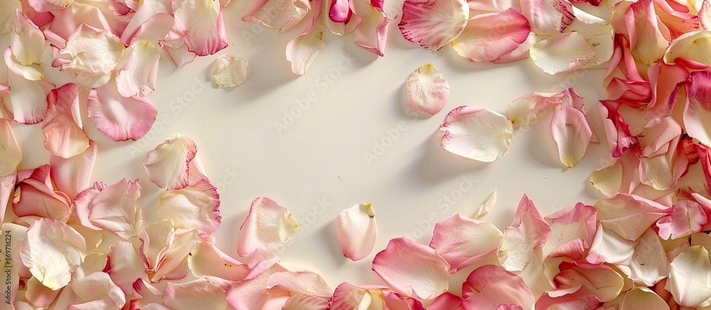 Poster A frame crafted from delicate flower petals for adding text with copy space image.