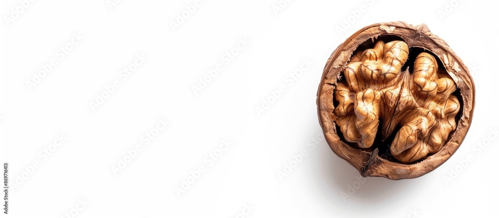 Aufkleber Walnut core on white backdrop with copy space image.