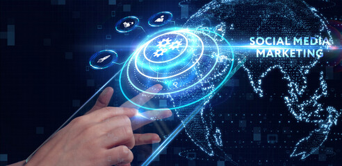 Business, Technology, Internet and network concept. SMM Social Media Marketing.