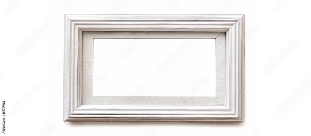 Fototapete Isolated white wood frame or photo frame on white backdrop with a clipping path for easy extraction, creating a professional copy space image.