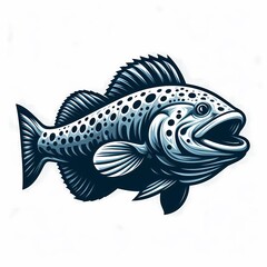 Fototapeta premium detailed Vector of a Coelacanth on flat white background