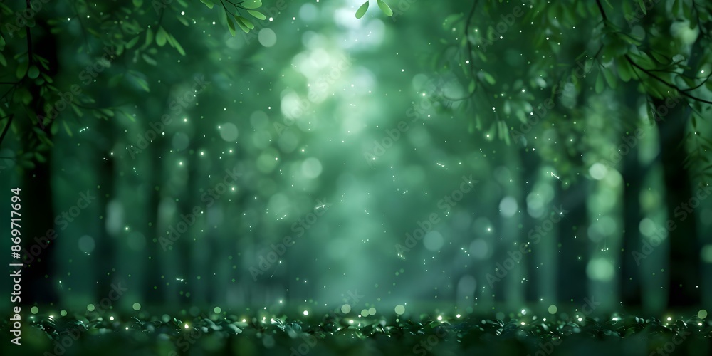 Aufkleber enchanting 4k animated forest with firefly lights for virtual backgrounds. concept virtual backgroun