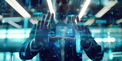 Blue translucent futuristic interface.