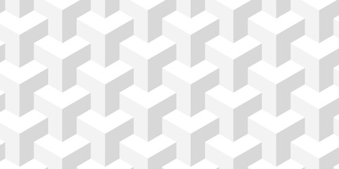 Abstract cube geometric tile and mosaic wall or grid backdrop hexagon technology. white or gray geometric block cube structure. Vector of cube geometric pattern grid backdrop triangle background.