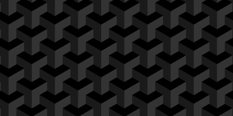 Abstract seamless hexagonal cube type illustration seamless wallpaper wire design. creative diamond surface web structure honeycomb gray and black element digital geometric pattern background.