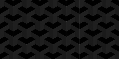 Vector of cube geometric pattern grid backdrop triangle background. Abstract cube geometric tile and mosaic wall or grid backdrop hexagon technology. black or gray geometric block cube structure.