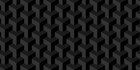Vector of cube geometric pattern grid backdrop triangle background. Abstract cube geometric tile and mosaic wall or grid backdrop hexagon technology. black or gray geometric block cube structure.