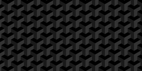 Vector of cube geometric pattern grid backdrop triangle wallpaper. Abstract cube geometric tile and mosaic wall or grid backdrop hexagon technology. black or gray geometric block cube structure.