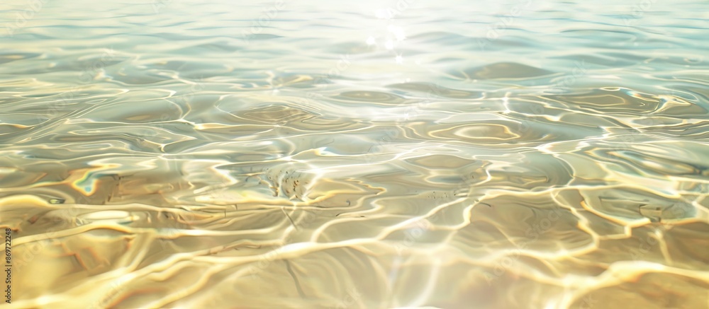 Poster blurred background of clear water reflecting natural beige tones with room for copy space image.