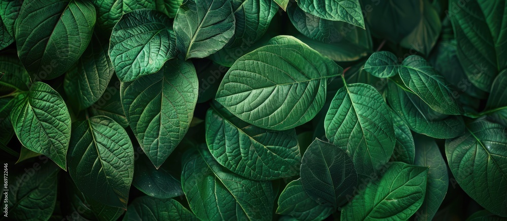 Poster texture of a stunning green leaf background with copy space image.