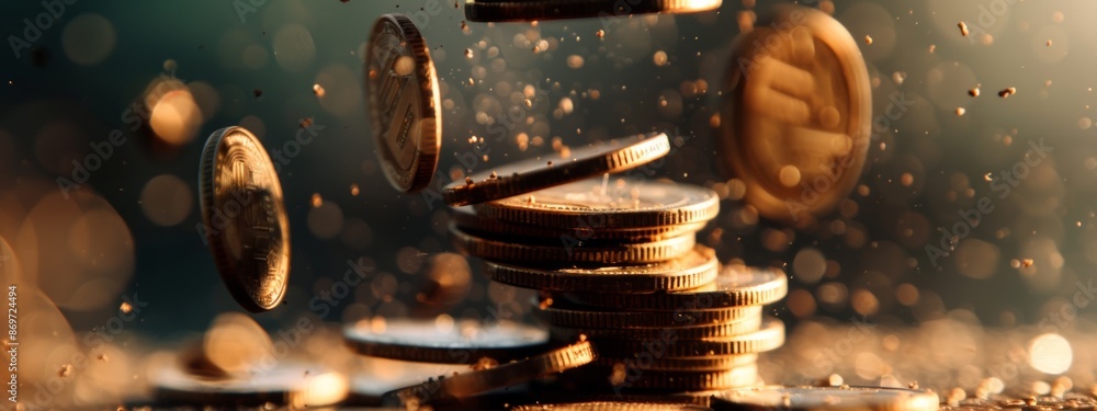 Poster stack of coins being crushed to make them smaller.