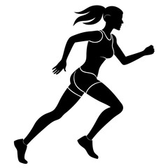 Runner athlete girl silhouette vector art illustration