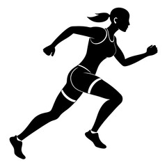 Runner athlete girl silhouette vector art illustration