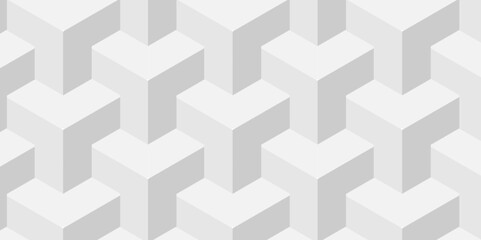 Obraz premium Abstract cube geometric tile and mosaic wall or grid backdrop hexagon technology. white or gray geometric block cube structure. Vector of cube geometric pattern grid backdrop triangle background.