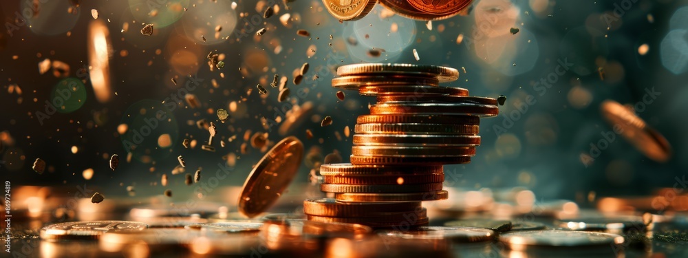 Poster stack of coins being crushed to make them smaller.