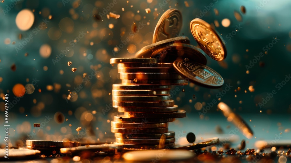Poster stack of coins being crushed to make them smaller.
