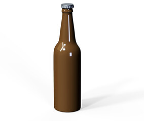 Beer bottle on white 3d render