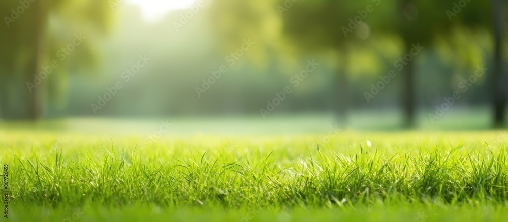 Poster Lush green grass in a natural setting with copy space image available.