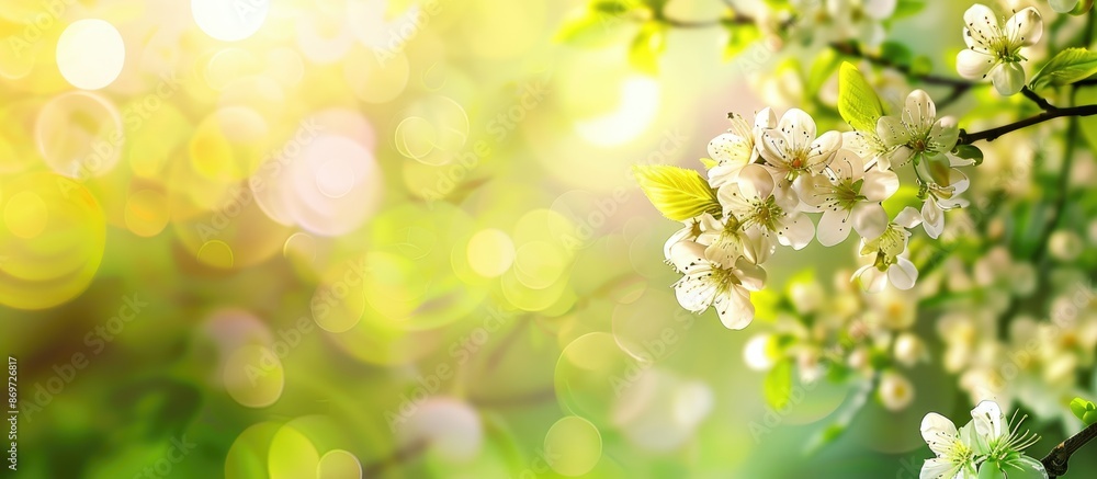 Aufkleber spring background with fresh flowers, ideal for a copy space image.
