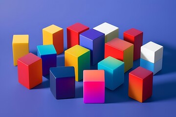 Obraz premium Abstract artwork featuring colorful cubes arranged in minimalist pattern.