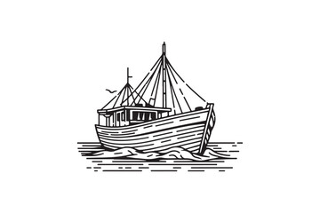 A vector silhouette of a boat.