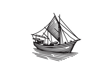 A vector silhouette of a boat.